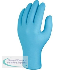 Skytec Utah Blue PF Nitrile Disposable Gloves M (Pack of 100)