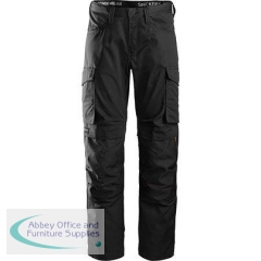 Snickers Workwear Service 6801 Men\'s Black Trousers with Kneepad Pocket 36R 052