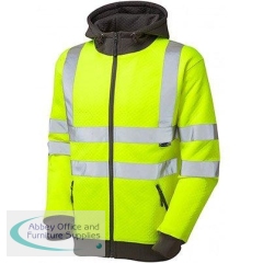 Leo EcoViz Saunton Men\'s Yellow Hi-Vis Zip-Up Hoodie 3XL