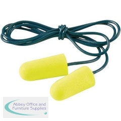 3M E-A-Rsoft Yellow Neon Corded Disposable Earplugs (Pack of 200)