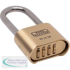 Burg Wachter No 99 4-Dial Long-Shackle Brass Combination Padlock