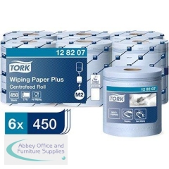 Tork M2 Centrefeed Wiping Paper Plus Blue Roll (Pack of 6)