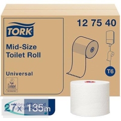 Tork Universal T6 White Mid-Size Toilet Roll 135m (Pack of 27)