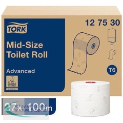 Tork Advanced T6 White Mid-Size Toilet Roll 100m (Pack of 27)