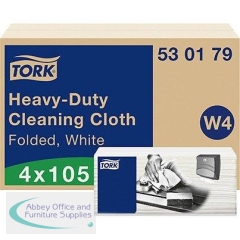 Tork W4 White Folded Heavy-Duty Cleaning Cloths (Pack of 4) 4924120