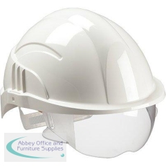 Centurion Vision Plus White Unvented Reduced-Peak Wheel-Ratchet Safety Helmet