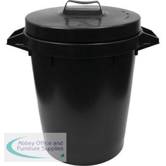 Black 90L Plastic Dustbin with Lid