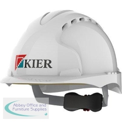 JSP Evo3 White Vented Wheel-Ratchet Helmet + Kier A5742 Logo