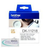 Brother Label Roll 24mm Round 1000 Per Roll Black on White DK11218