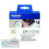 Brother Label Roll 12mm Round 1200 Per Roll Black on White DK11219