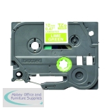 Brother P-Touch TZe Laminated Tape Cassette 12mm x 5m White on Lime Green TZEMQG35