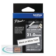 Brother HSe Heat Shrink Tube Tape Cassette 21.0mm x 1.5m Black on White HSe251E