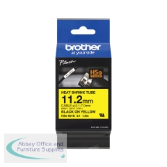 Brother HSe Heat Shrink Tube Tape Cassette 11.2mm x 1.5m Black on Yellow HSe631E