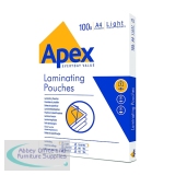 Fellowes Apex A4 Light Laminating Pouches Clear (Pack of 100) 6003201