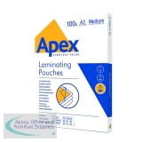 Apex A3 Medium Duty Laminating Pouches 250 Micron Clear (100 Pack) 6003401