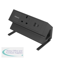 Fellowes Power Desk Type G UK/IE 1 Socket 1 USB-A + 1 USB-C Port Black 100136980