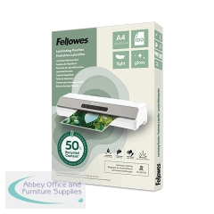 Fellowes Recycled A4 Laminating Pouches Gloss 80 Micron (Pack of 100) 100142987