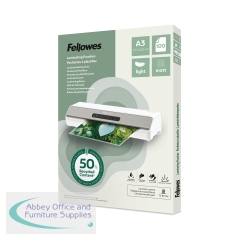 Fellowes Recycled A3 Laminating Pouches Matt 80 Micron (Pack of 100) 100143436