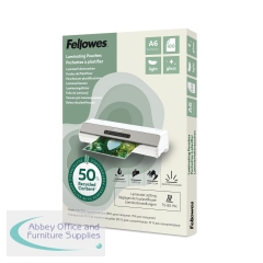 Fellowes Recycled A6 Laminating Pouches Gloss 80 Micron (Pack of 100) 100143441