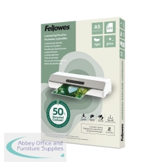 Fellowes Recycled A5 Laminating Pouches Gloss 80 Micron (Pack of 100) 100143440