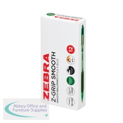 Zebra Z-Grip Smooth Retractable Ballpoint Pen 1mm Green (Pack of of 12) 4901681030521