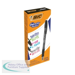 Bic Gel-ocity Illusion Erasable Gel Rollerball Pen 0.7mm Tip Black (Pack of 12) 3086123460126