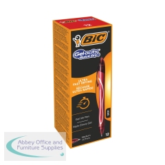 Bic Gel-ocity Quick Dry Gel Retractable Rollerball Pen Red (Pack of 12) 3086123494671