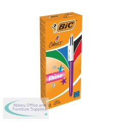 Bic 4 Colours Shine Ballpoint Pen Purple Barrel (Pack of 12) 3086123502901