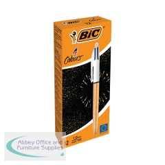 Bic 4 Colours Party Ballpoint Pen Champagne Effect Barrel (Pack of 12) 3086123595125