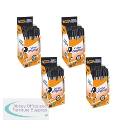Bic Cristal Ballpoint Pen Medium Black (Pack of 50) 4 For 3