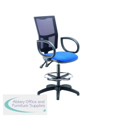 5 Star High Back Draughtsman Chair Fixed Arms and Adjustable D-Kit Royal Blue SF1807126