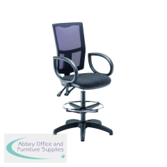 5 Star High Back Draughtsman Chair Fixed Arms and Adjustable D-Kit Charcoal SF2096687