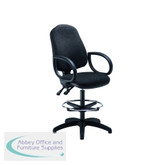 5 Star High Back Draughtsman Chair Fixed Arms and Adjustable D-Kit Black SF3103619