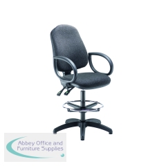 5 Star High Back Draughtsman Chair Fixed Arms and Adjustable D-Kit Charcoal SF3155248