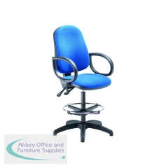 5 Star High Back Draughtsman Chair Fixed Arms and Adjustable D-Kit Royal Blue SF7540533