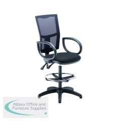 5 Star High Back Draughtsman Chair Fixed Arms and Adjustable D-Kit Black SF7742798