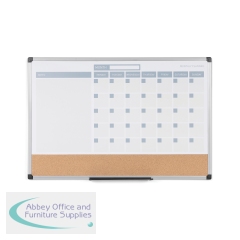 Bi-Office Maya 3-In-1 Magnetic Month Planner Lacquered Steel/Cork 90x60cm MB0707186P