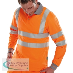 Beeswift Hi Vis Long Sleeve Polo Shirt Orange Large BPKSLSENORL