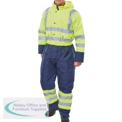 Beeswift Two Tone Hi Visibility Thermal Waterproof Coverall Saturn Yellow/Navy Blue L BD900SYNL
