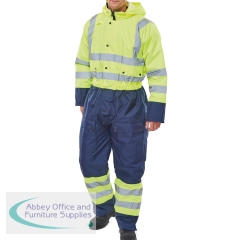 Beeswift Two Tone Hi Visibility Thermal Waterproof Coverall Saturn Yellow/Navy Blue XL BD900SYNXL