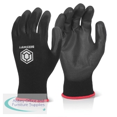 Beeswift PU Coated Gloves Black Small (Pack of 10) EC9NBLS