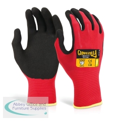 Beeswift Glovezilla Nitrile Nylon Gloves (Pack of 10) Red L GZ103REL