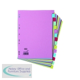 Elba 15-Part Card Divider Recycled Manilla A4 Assorted 400007437