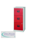 Bisley 3 Drawers Home Filing Cabinet A4 413x400x1015mm Grey/Red BY78728