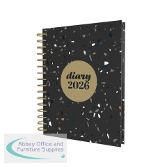 Collins Day To Page Diary Scandi Terrazzo Design Black A5 2026 E-PW51.BLTZ-26
