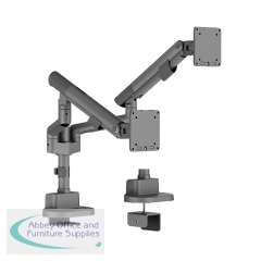 Slim Pole-Mounted Mechanical Spring Monitor Arm - Dual - Black