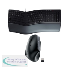 Cherry Left Hand Ergonomic Wired Keyboard and Wireless Mouse Bundle CH810004