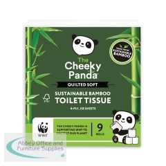 Cheeky Panda Sustainable Bamboo Quilted Toilet Tissue 4-Ply 155 Sheets Per Roll x9 (Pack of 5) QUILTOILT9X5
