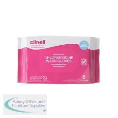 Clinell Chlorhexidine Wash Gloves Fragrance Free (Pack of 6) CHGWGL6FF