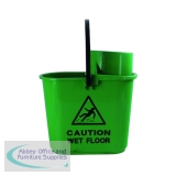 2Work Plastic Mop Bucket with Wringer 15 Litre Green 102946GN